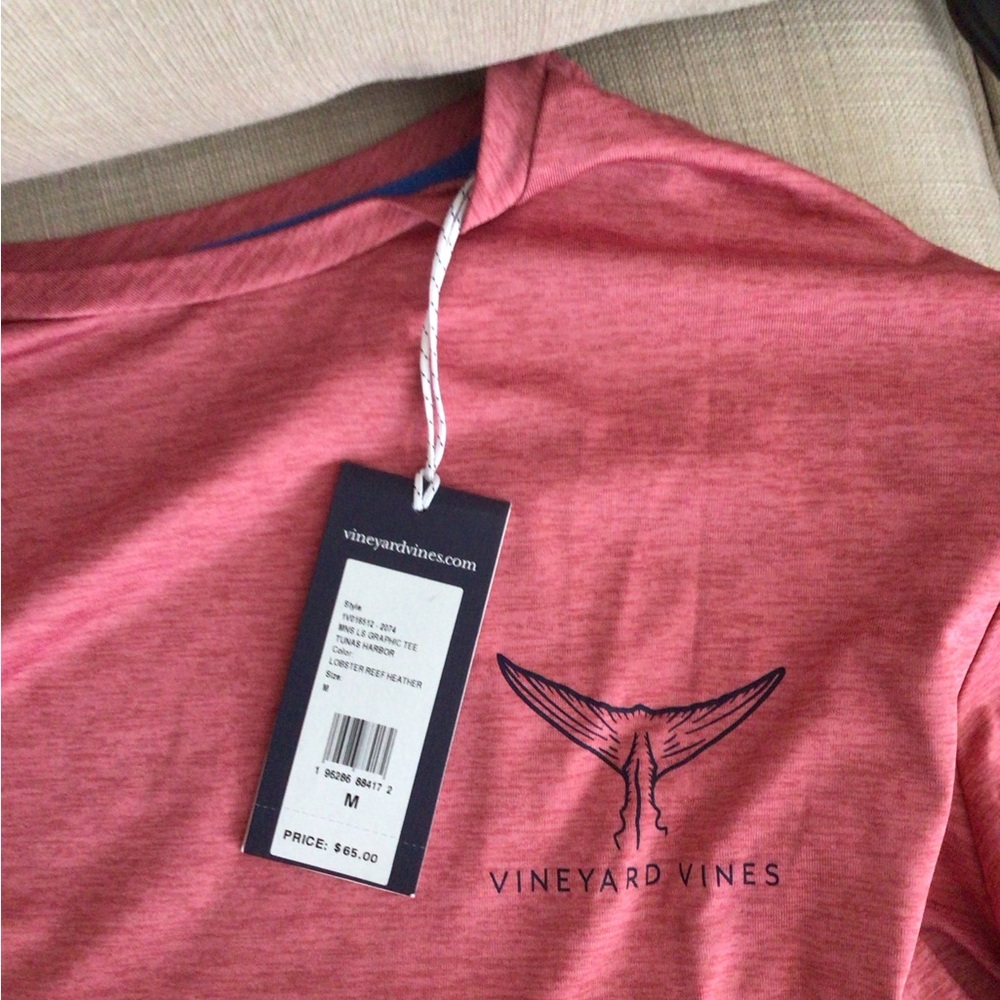 Vineyard Vines Men's Long-Sleeve Performance Crewneck in Dusty Rose Heather - Picture 3 of 5